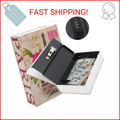 KYODOLED Diversion Book Safe with Combination Lock, Secret Safe Metal Lock Box,