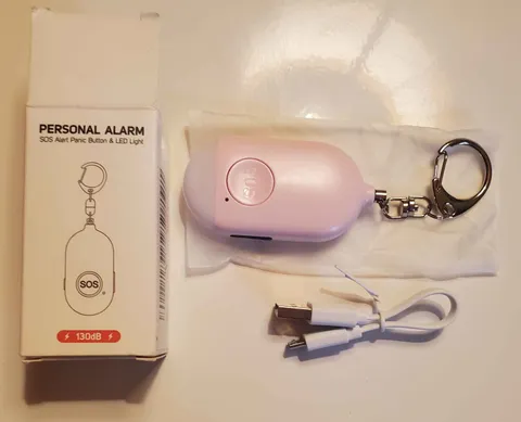 Hion Safe Personal Alarm (Pink) - Rechargeable 130dB - Rope Alarm with LED - New