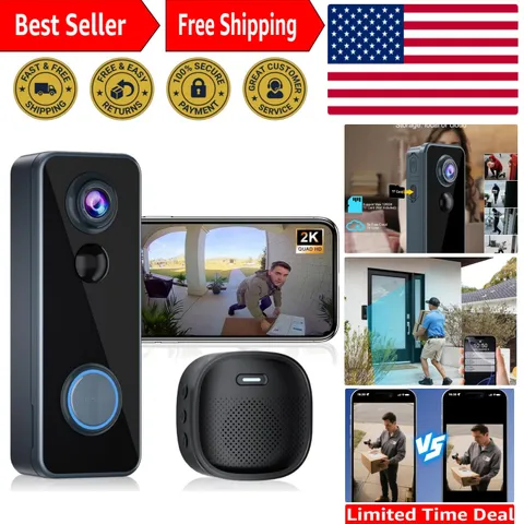 Battery-Powered Doorbell Camera with Two-Way Talk & Free Cloud Storage Options