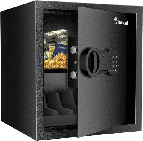 Bonsaii Safe Box with Holder and Removable Shelf, 1.2 Cu. Ft Steel Security Cabi