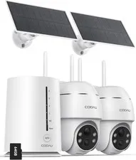 COOAU 4MP Solar Security Cameras Outdoor Wireless System, 5GHz & 2.4GHz WiFi