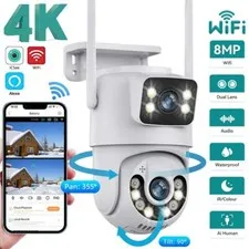 8MP 4K HD IP Wifi Camera Outdoor Dual Lens Auto Tracking Security Surveillance