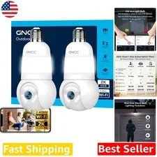 Outdoor 2K HD Security Camera Light Bulb, 2-Way Audio, Alexa/Google, Free SD ...