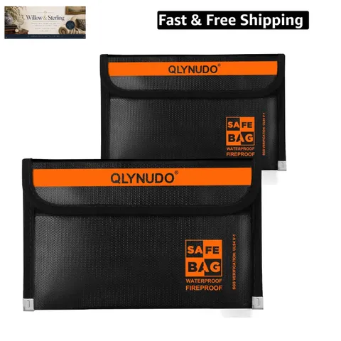 Portable Fireproof Money Envelopes for Cash and Document 8x5", Inside/Externa...