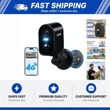 KKB 4G LTE Cellular Security Cameras Wireless Outdoor, Magnetic Mount, 2K No