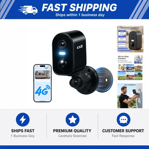 KKB 4G LTE Cellular Security Cameras Wireless Outdoor, Magnetic Mount, 2K No