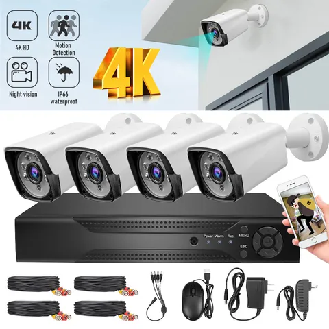 4CH Camaras De Seguridad Para Casa Oficina 4K Home Security Camera System CCTV