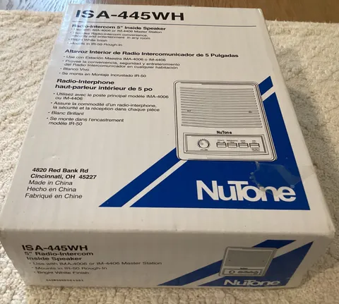 NuTone ISA-445WH Radio-Intercom 5" Inside Speaker White New in Box