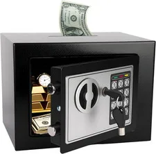Mini Electronic Safe Box with Digital Keypad & Keys, 0.23 Cubic, 9.06"Wx6.69"Dx6