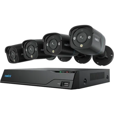 Reolink Advantage 4K UHD 8-CH PoE Security System 2TB NVR 4 Black Cameras NEW