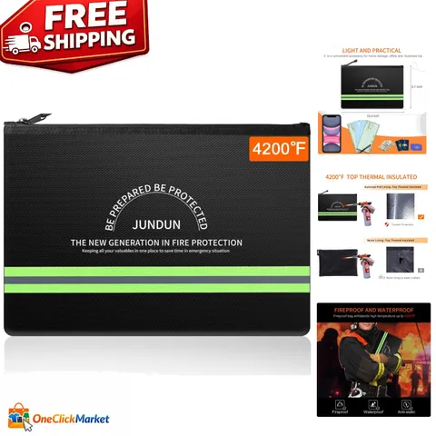 Fireproof Cash Bag - 10.6x6.7 Fire & Water Resistant Money Envelope