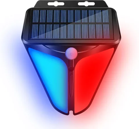 Solar Strobe Warning Lights 90DB Alarm Outdoor,4 Working Modes Solar Power Motio