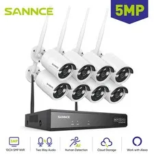SANNCE 10CH NVR 5MP WIFI Security IP Camera System Two Way Audio Human Detection