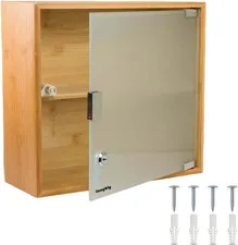 Locking Medical Cabinet - Wall-Mounted First Aid Organizer for Medical Storage -