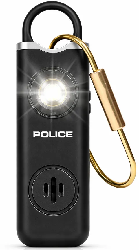 Police Personal Safety Alarm Keychain 130dB Rechargeable Emergency Siren Black