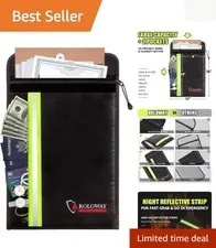 Safe Fireproof Envelope for Cash & Legal Documents - 15x11, Black Dual-Pocket