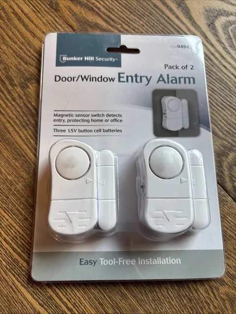 NEW Bunker Hill Home Security 2 Pack Door / Window Entry Alarm System Tool-Free