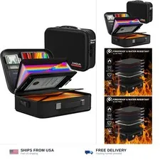 JUNDUN Fireproof Box,Hard Shell Fireproof Safe Box with Lock,Portable Firepro...