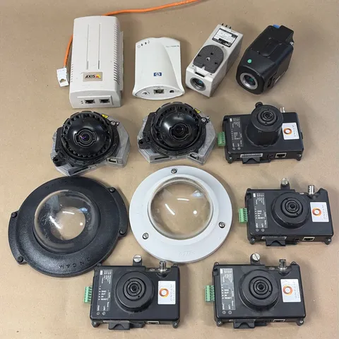 Lot of 8 Pelco Oncam JVC Axis CCTV Cameras Parts Accessories UNTESTED
