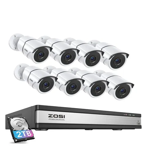 ZOSI 16CH Lite DVR 5MP 1080p Security CCTV Motion Detection Camera System 2TB