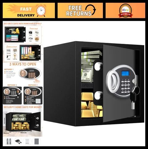 Fireproof Waterproof Safe Box 1.2 Cuft with Digital Keypad & Removable Shelf - S