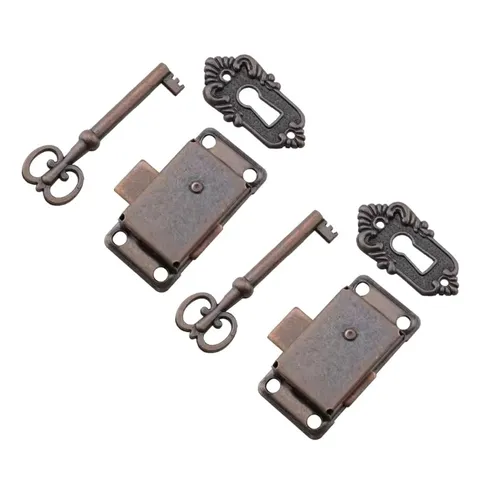 2pcs Small Zinc Alloy Cabinet Lock Set for Decorative Antique Furniture