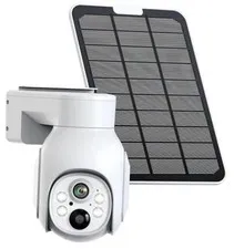 4MP Battery Powered WiFi Camera with Solar Panel, Spotlight, Single Camera