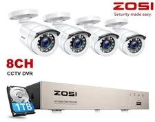 ZOSI 3K Lite H.265+8CH Security Camera System 1080P CCTV Camera 80ft NightVision