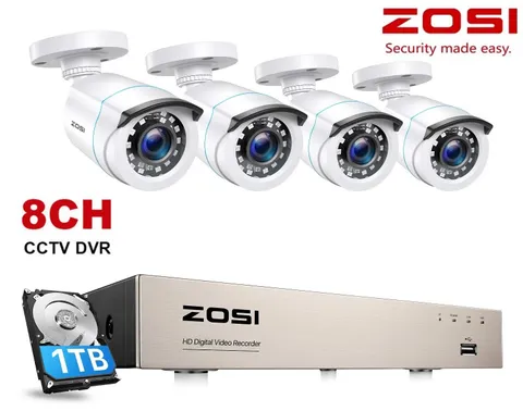 ZOSI 3K Lite H.265+8CH Security Camera System 1080P CCTV Camera 80ft NightVision