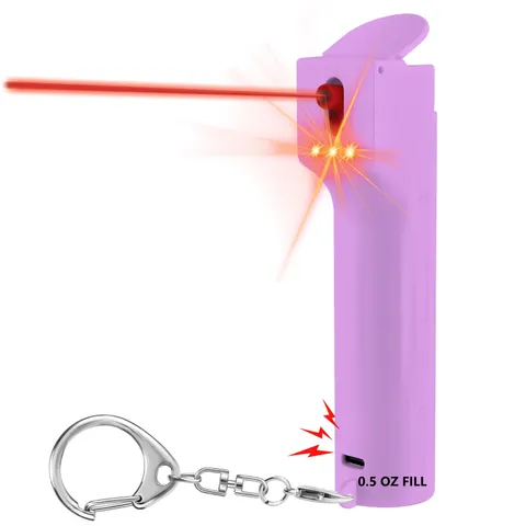 3-in-1 Personal Alarm with Pepper Spray, 130dB Siren, Red Strobe Lights, Repl...