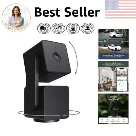 Free Setup Included: Cam Pan V3 Motion Tracking Home Security with Night Vision