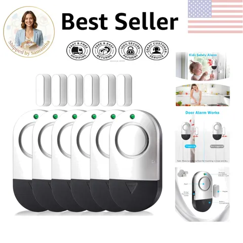Ultra-Slim 120dB Window Alarm with Easy Adhesive Mount - 6 Count Security Set