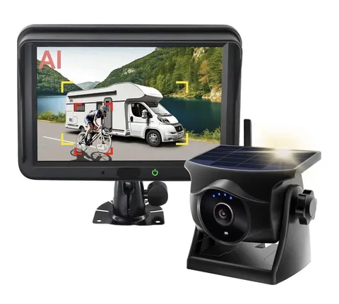INSEETECH Solar Wireless RV Backup Camera 5” Monitor Magnetic AI