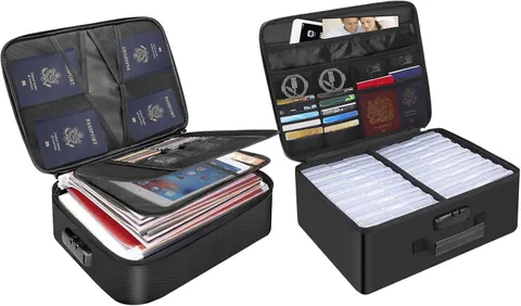 Fireproof Document Bag Storage Box with Lock 14.2x10.6x4" Water Resistant Safe