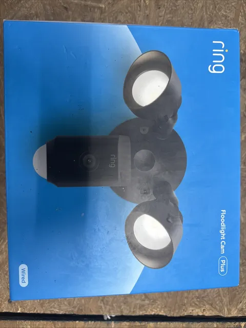 Ring Floodlight Cam Wired Plus Outdoor Wired Full HD Surveillance Camera - Black