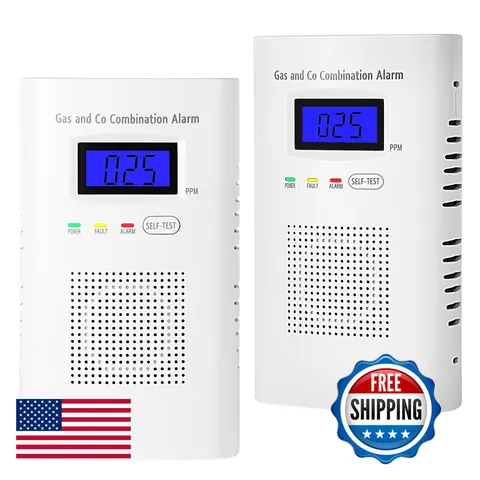 Awatin 2 Packs Combination Gas Carbon Monoxide Detector Plug In Carbon Monoxide