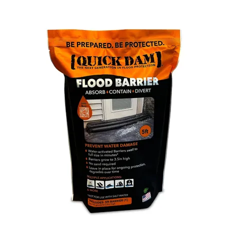 Quick Dam QD65-1 Water-Activated Flood Barrier, 5-ft, Black