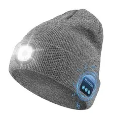Bluetooth Beanie with Light, Beanie with LED and Bluetooth Headphones, Gray