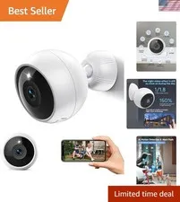 Battery-Operated 2K Security Camera with Night Vision for Indoor & Outdoor Use