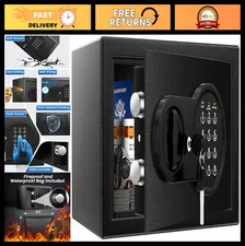 Mini Safe Box 0.5 Cu Ft with Fireproof Bag, Keys & Passcode, Wall Mount, Smart A