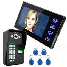 7inch LCD Fingerprint unlock RFID Video Door Phone Intercom System IR Camera