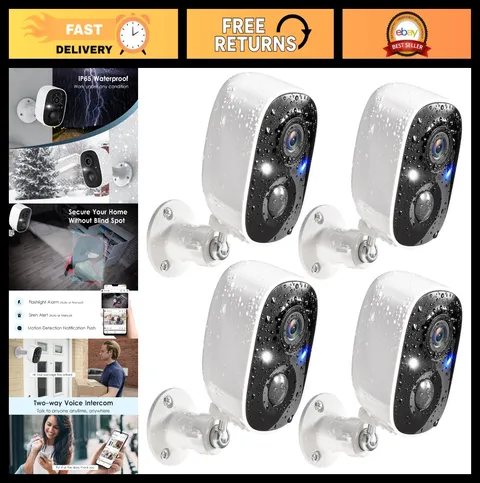 4 Pack Wireless Security Cameras System - 2K Video, Motion Detection, Color Nigh
