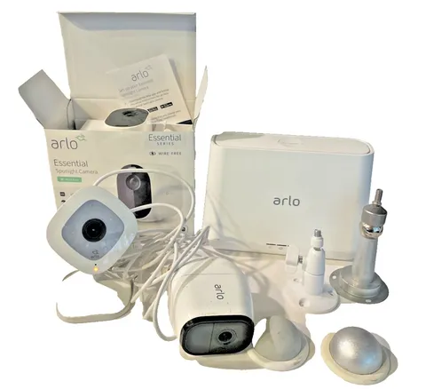 ARLO lot HUB and 3 Arlo Cameras Spotlight Cameras PARTS ONLY NOT Tested READ SEE