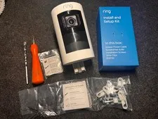 Ring Stick Up Cam Wired Plug-In – Indoor/Outdoor Security Cam / White