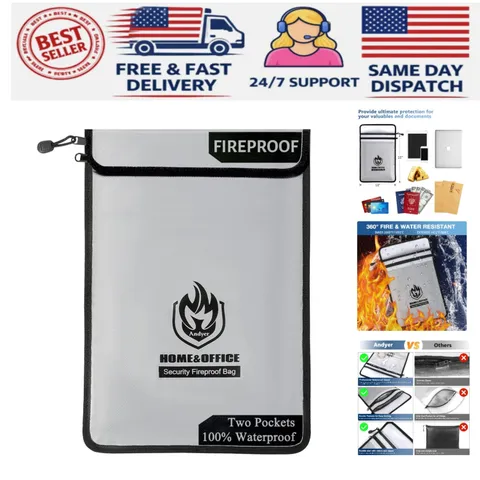 Fireproof & Water-Resistant Document Bag | 15"x11", Secure Storage