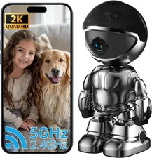 Indoor Camera Robot, 2K 5G/2.4Ghz Wifi Pet Robot Cam with Phone App Eseecloud, 3