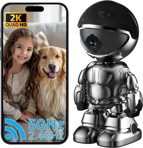 Indoor Camera Robot, 2K 5G/2.4Ghz Wifi Pet Robot Cam with Phone App Eseecloud, 3