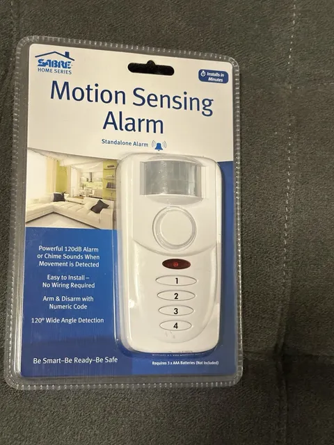 Sabre Motion Alarm with Keypad — 120dB, White, Model# HS-MSA NEW