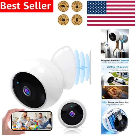 Smart Home Camera 2K WiFi Install-Free AI Night Vision Long Battery Life Outdoor