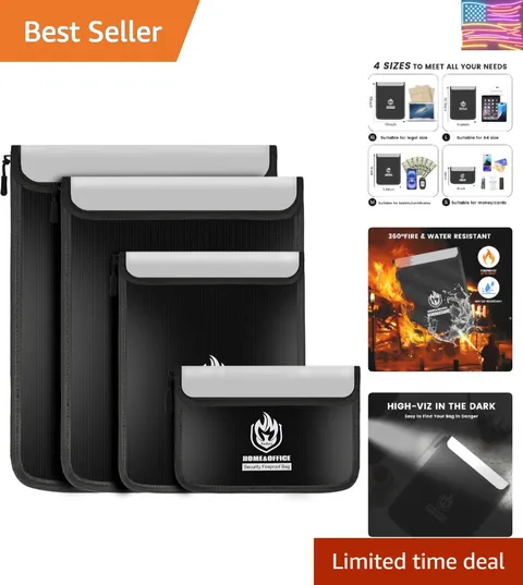 4 Pack Fireproof Document Bags, Waterproof Document Pouch Holder with Zipper,...